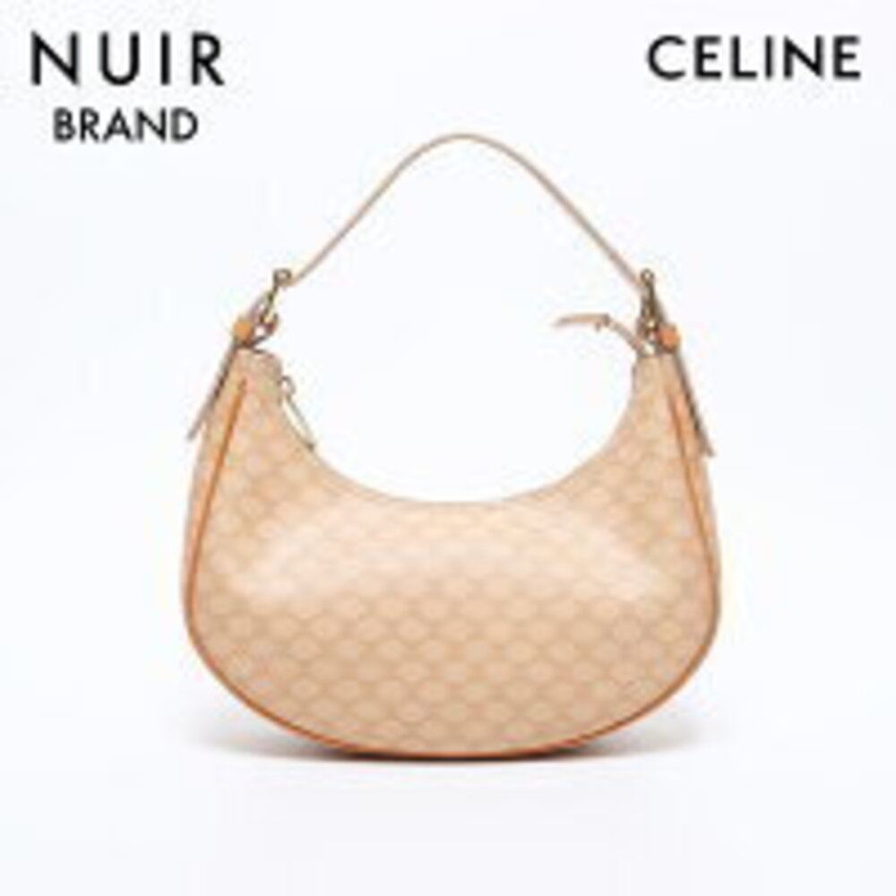 Celine Macadam One Shoulder Hobo leather shoulder bag beige